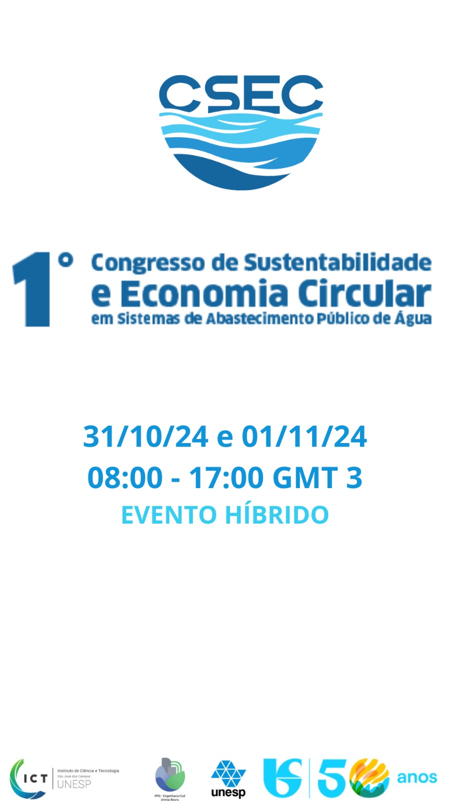 I Congresso de Sustentabilidade e Economia Circular em Sistemas de Abastecimento Público de Água